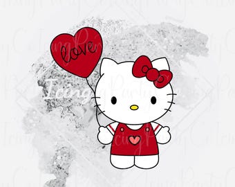 Kitty w/Heart Balloon Cookie Cutter - HK Cookie Cutter - Valentines Day Cookie Cutter