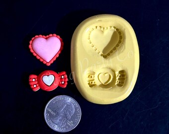 Scalloped Heart & Candy Silicone Mold