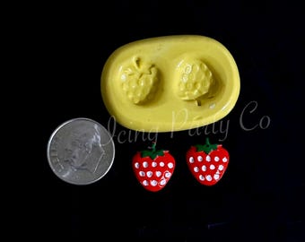 Tiny Strawberries Silicone Mold - Earrings Mold - Fondant Mold