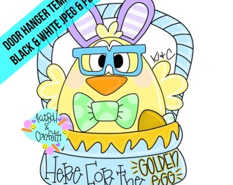 TEMPLATE: Easter door hanger template, Easter bunny door hanger template, Easter chick door hanger template, Spring door hanger template