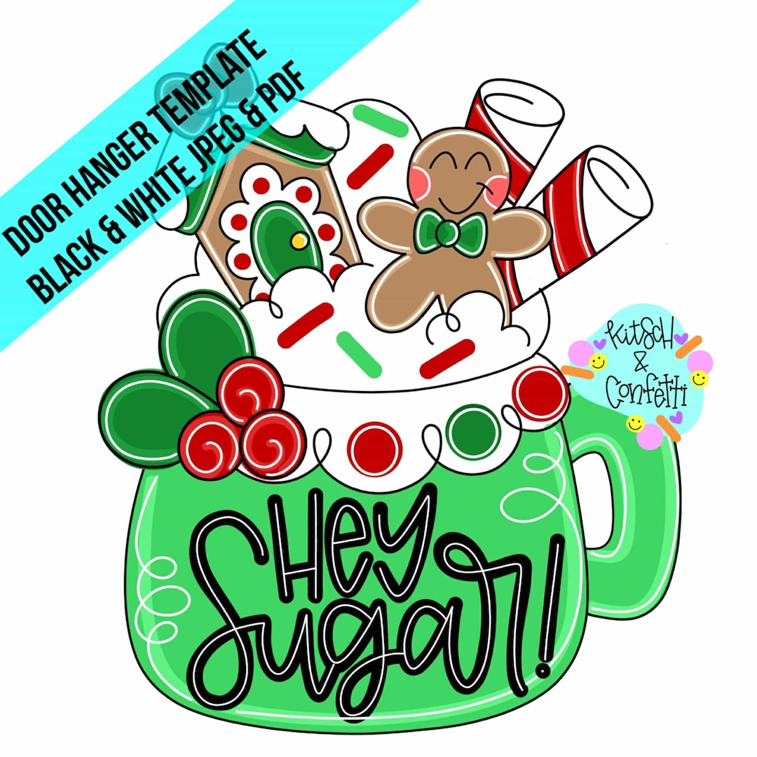Christmas Gingerbread Latte Door Hanger Template (PDF/JPEG) - Etsy