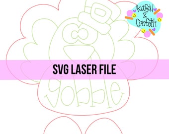 SVG: Thanksgiving door hanger svg, turkey ribbon legs door hanger svg, Fall laser cut file