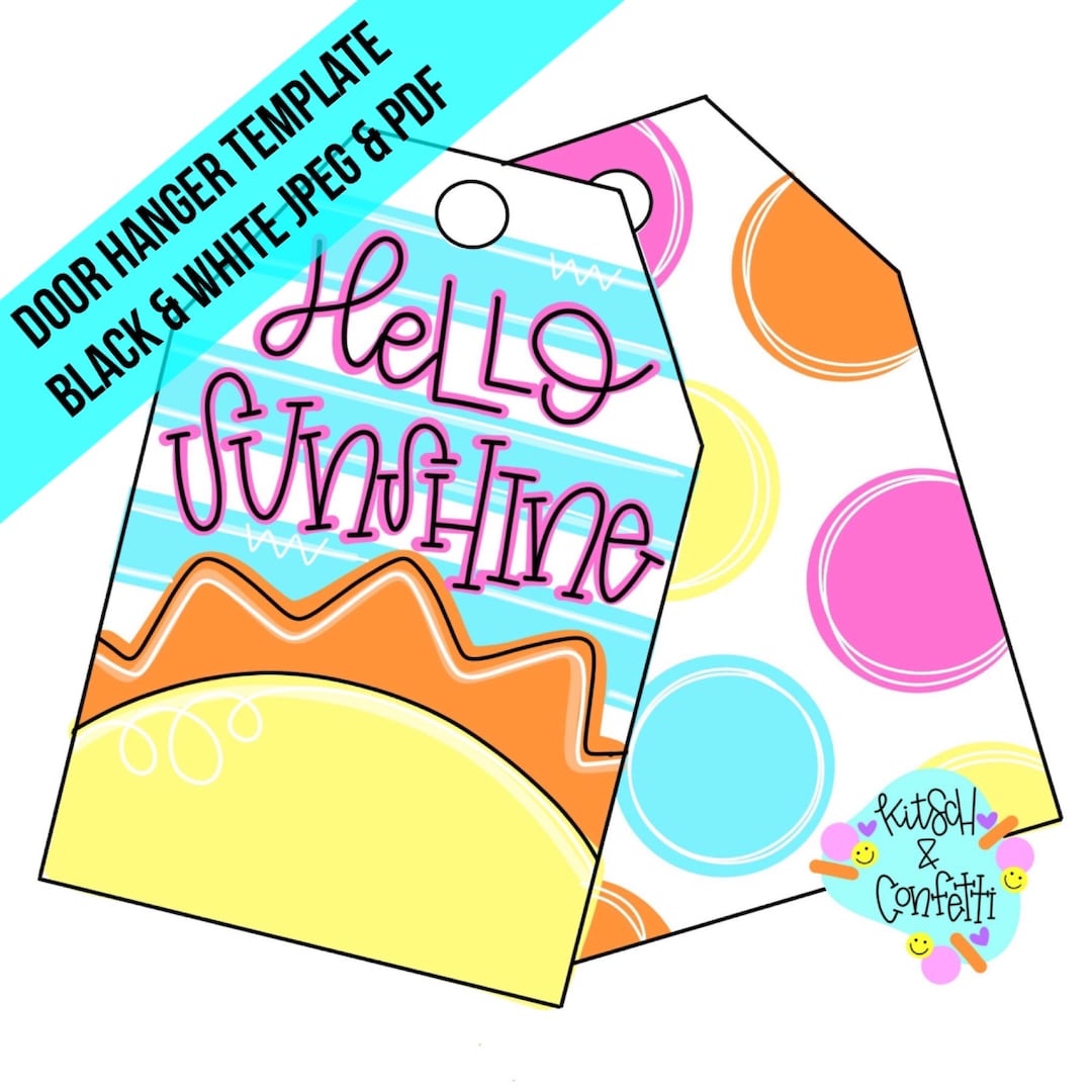 TEMPLATE: Hello Sunshine Door Hanger Template, Summer Door Hanger ...