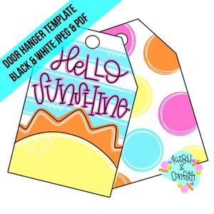 TEMPLATE: hello sunshine door hanger template, summer door hanger template, sun door hanger template