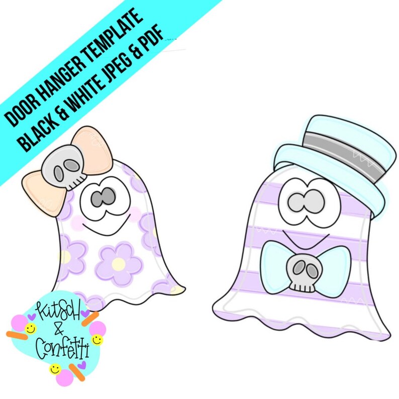 TEMPLATE Halloween Door Hanger Template Ghost Door Hanger Etsy