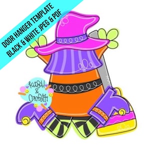 TEMPLATE: Halloween door hanger template,  witch door hanger template