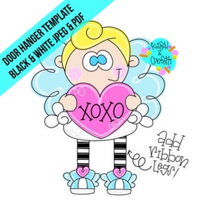 TEMPLATE: Valentine&#39;s Day cupid door hanger template