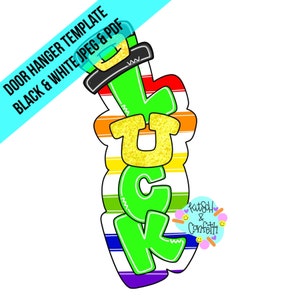 TEMPLATE: St Patricks day door hanger template, lucky door hanger template