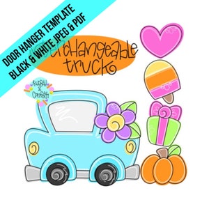 TEMPLATE: Interchangeable truck door hanger templates, door hanger attachment templates