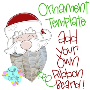 OVERSIZED ORNAMENT TEMPLATE: Santa ornament template, ribbon beard Santa template