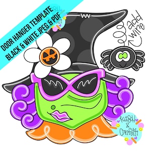 TEMPLATE: Halloween door hanger template, witch door hanger template