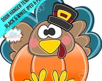 TEMPLATE: turkey door hanger template, turkey pumpkin door hanger template, Thanksgiving door hanger template