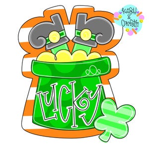 TEMPLATE: St Patricks day door hanger template, lucky door hanger template, Leprechaun gnome door hanger template