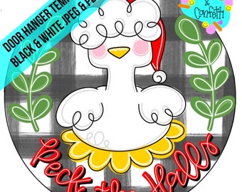 TEMPLATE: Christmas chicken door hanger template