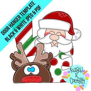 TEMPLATE: Christmas love door hanger template, Santa door hanger template, Rudolph door hanger template