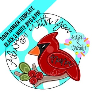 TEMPLATE: Christmas door hanger template, cardinal door hanger template