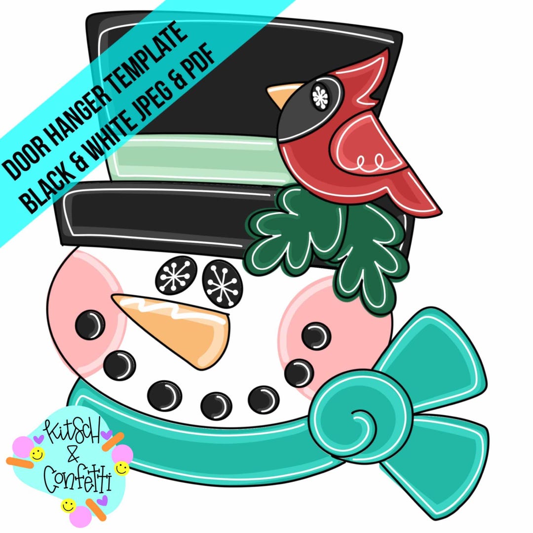 Christmas Snowman and Cardinal Door Hanger Template (PDF/JPEG) - Etsy