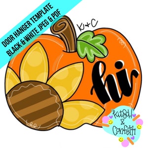 TEMPLATE: pumpkin door hanger template, sunflower door hanger template, Fall door hanger template, digital door hanger template