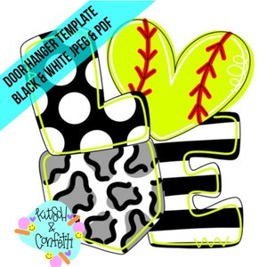 TEMPLATE:  softball door hanger template, baseball door hanger template, sports door hanger template