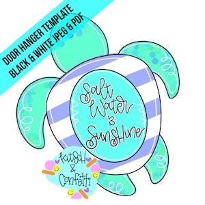 TEMPLATE: Summer door hanger template, beach door hanger template,  sea turtle door hanger template