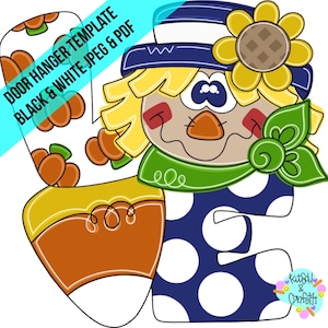 TEMPLATE: Fall love door hanger template, scarecrow door hanger template, candy corn door hanger template
