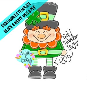 TEMPLATE: St Patricks day door hanger template, St Patricks Day leprechaun door hanger template, ribbon leg leprechaun door hanger template