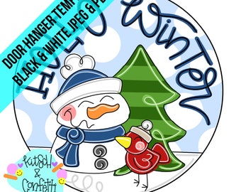 TEMPLATE: snowman door hanger template, winter door hanger template, Christmas door hanger template