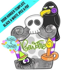 TEMPLATE: Halloween door hanger template,  tombstone door hanger template, graveyard door hanger template