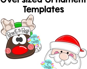 OVERSIZED ORNAMENT TEMPLATE: Christmas ornament template, Santa ornament template, reindeer ornament template