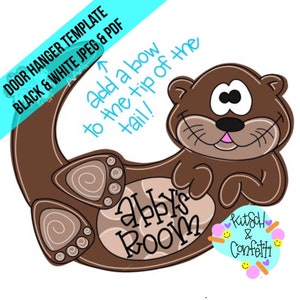 TEMPLATE: otter door hanger template, animal theme door hanger template