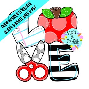 TEMPLATE: teacher door hanger template, teacher love door hanger template, classroom door hanger template, apple door hanger template