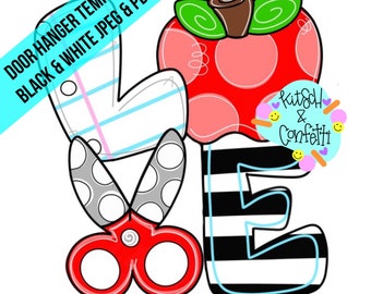 TEMPLATE: teacher door hanger template, teacher love door hanger template, classroom door hanger template, apple door hanger template