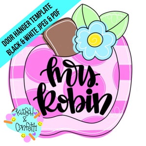 TEMPLATE: teacher door hanger template, classroom door hanger template, apple door hanger template, digital door hanger template