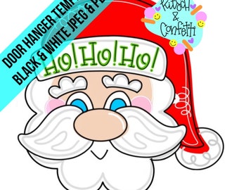 TEMPLATE: Christmas door hanger template, Santa door hanger