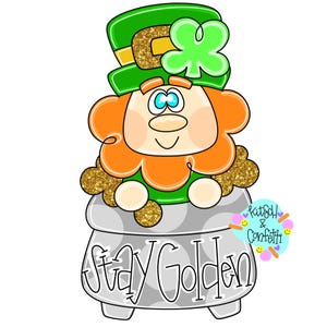 TEMPLATE: St Patricks day door hanger template, pot of gold door hanger template, Leprechaun gnome door hanger template