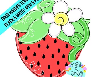 TEMPLATE: strawberry door hanger template, Spring door hanger template, Summer door hanger template