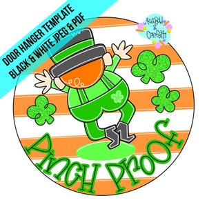 TEMPLATE: St Patricks day door hanger template, leprechaun door hanger template
