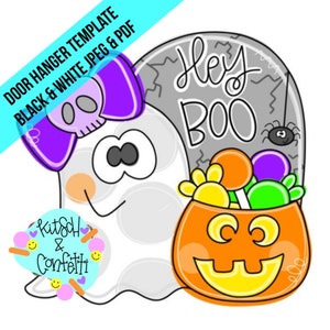 TEMPLATE: Halloween door hanger template,  ghost door hanger template, tombstone door hanger template