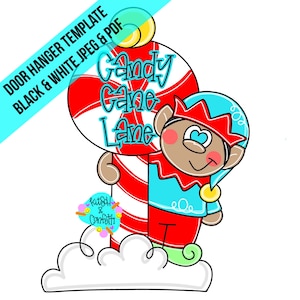 TEMPLATE: Christmas door hanger template, elf door hanger template, candy cane door hanger template
