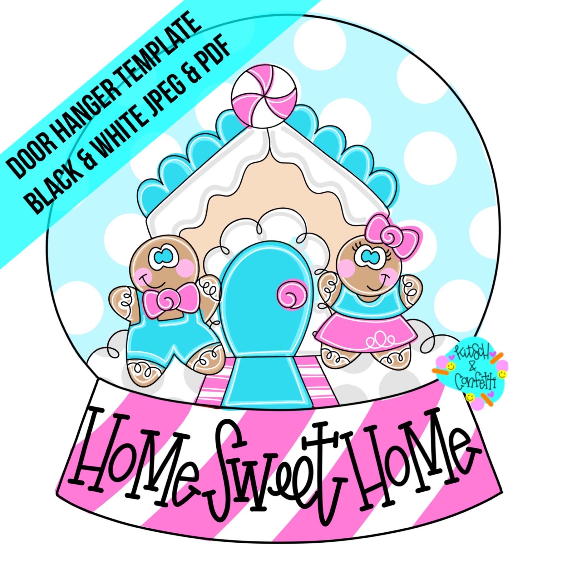Gingerbread Snowglobe Door Hanger Template (PDF/JPEG) - Etsy