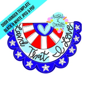 TEMPLATE: 4th of July door hanger template, patriotic door hanger template, American flag door hanger template, USA door hanger template