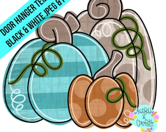 PLANTILLA: Plantilla para colgador de puerta de otoño, plantilla para colgador de puerta de calabaza, plantilla para colgador de puerta de calabaza apilada, plantilla para colgador de puerta de trío de calabazas