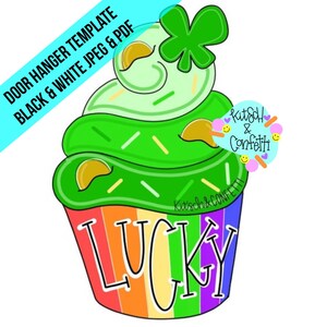 TEMPLATE: St Patricks day door hanger template, St Patricks Day cupcake door hanger template, St Patricks day rainbow door hanger template