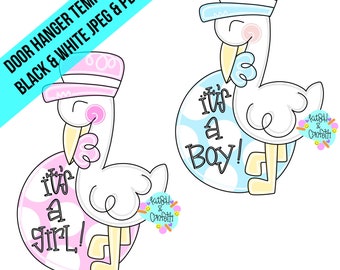 Baby Shower Stork Door Hanger Template (PDF/JPEG)