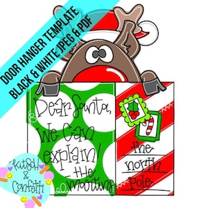 TEMPLATE: Christmas door hanger template, Rudolph door hanger template, reindeer door hanger template, get lit door template