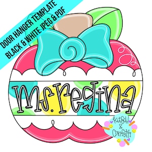 TEMPLATE: teacher door hanger template, classroom door hanger template, apple door hanger template, digital door hanger template
