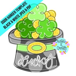 TEMPLATE: St Patricks day leprechaun door hanger template, St Patricks Day pot of gold door hanger template