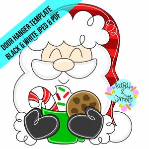 TEMPLATE: Christmas door hanger template, Santa door hanger template