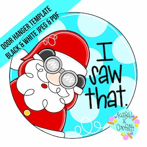 TEMPLATE: Christmas door hanger template, Santa door hanger template