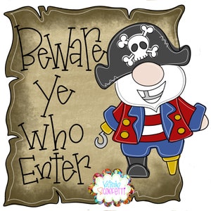 TEMPLATE: pirate door hanger template, boys room door hanger template, classroom door hanger template, pirate classroom decor